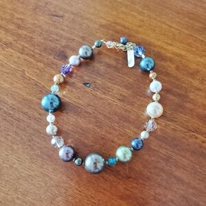 Holly Yashi Multicolor Crystal Pearl Bracelet Approx 7"
